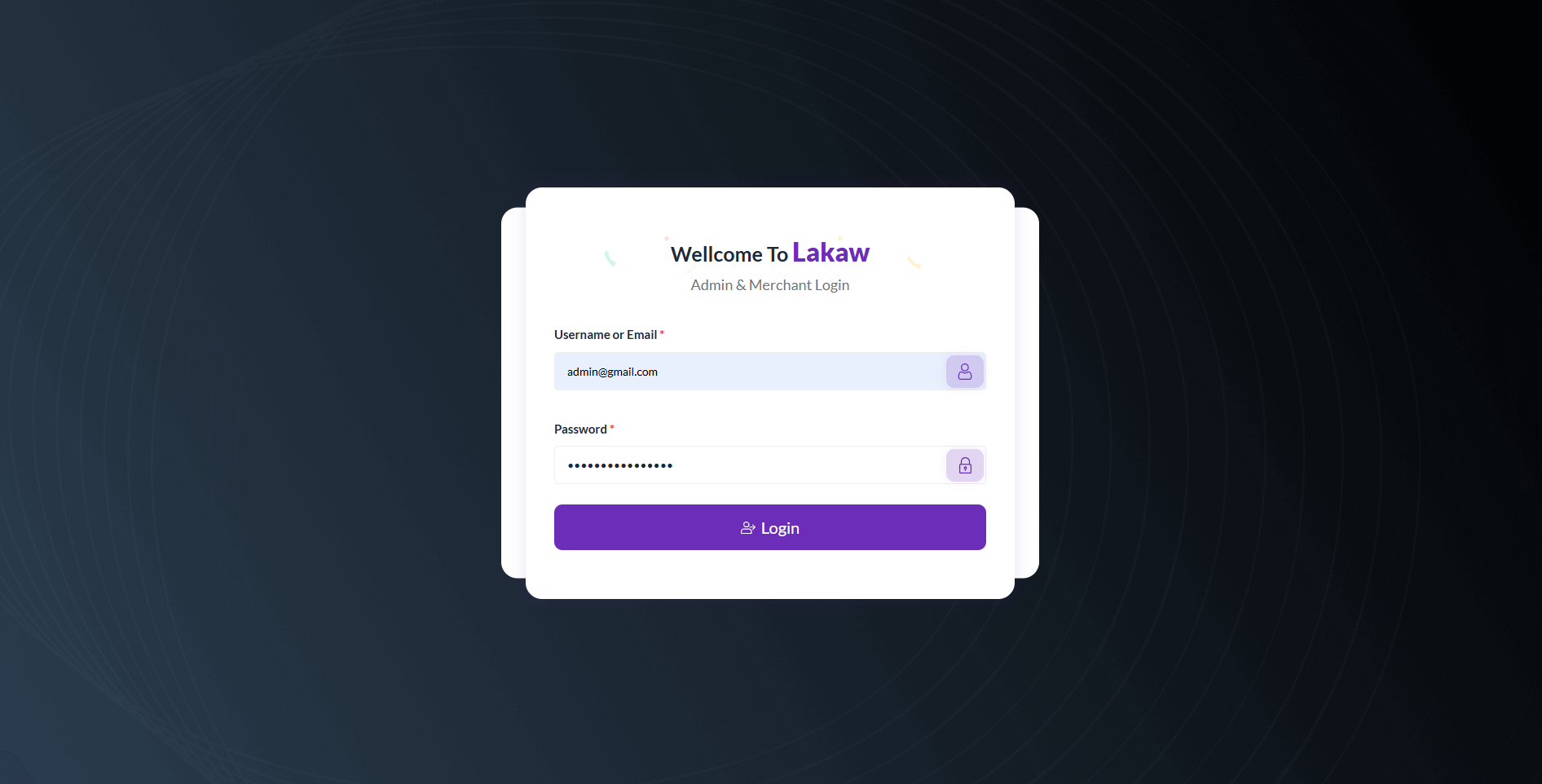 Admin and merchant login