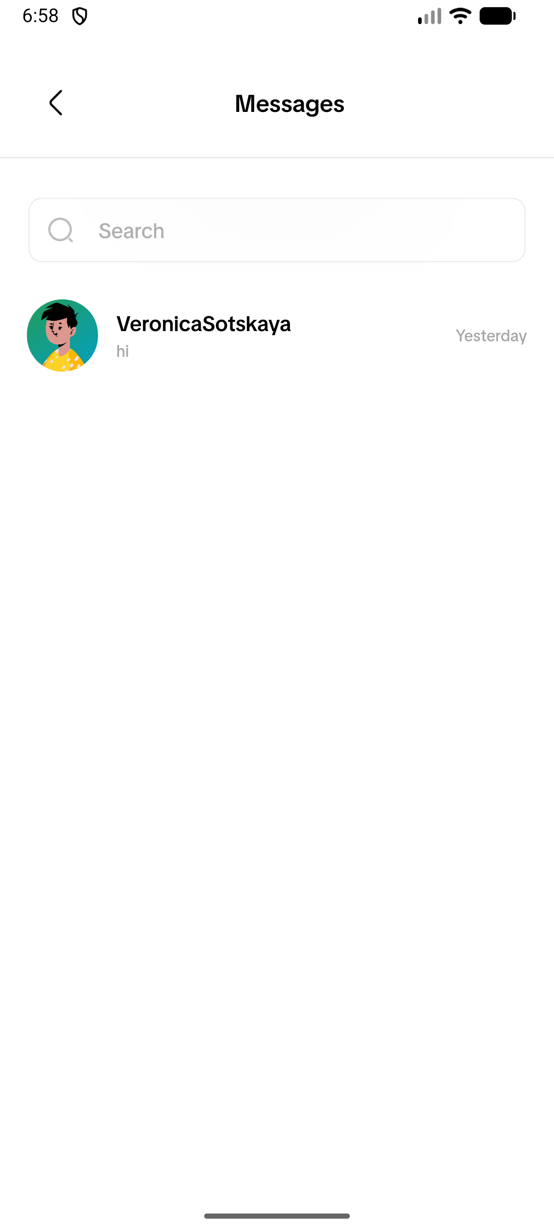 Messages screen